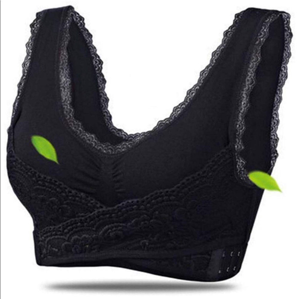 Front Cross Side-Buckle Lace Wireless Lift Bra (3)